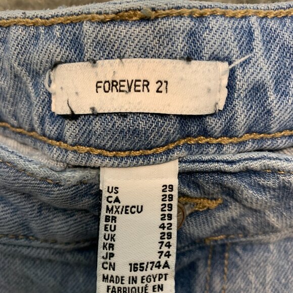 Forever 21 Women 90s Baggy Loose Destroyed High Rise Light Wash Denim Jeans 29 - Picture 6 of 11